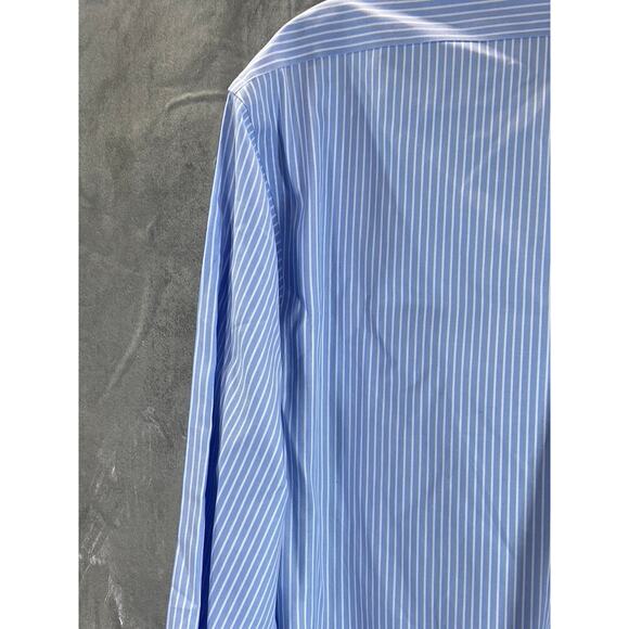BROOKS BROTHERS Men's Blue Striped Regent-Fit Button-Up Dress Shirt SZ 16.5/32 - Picture 4 of 11